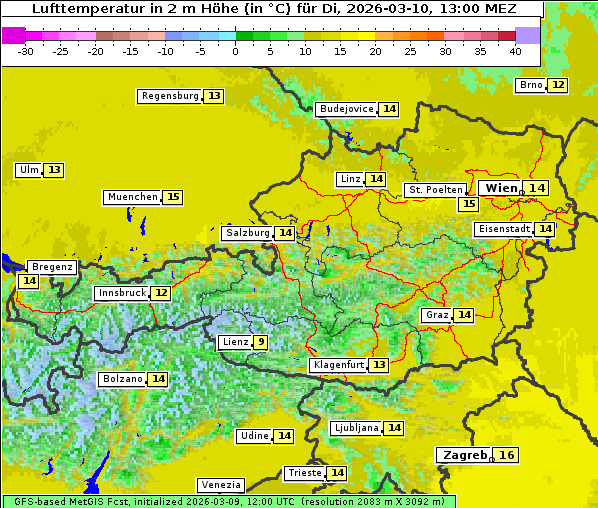 Temperatur, 10. 3. 2026