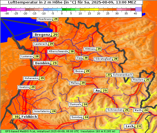 Temperatur, 9. 8. 2025