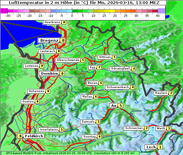 Temperatur, 16. 3. 2026