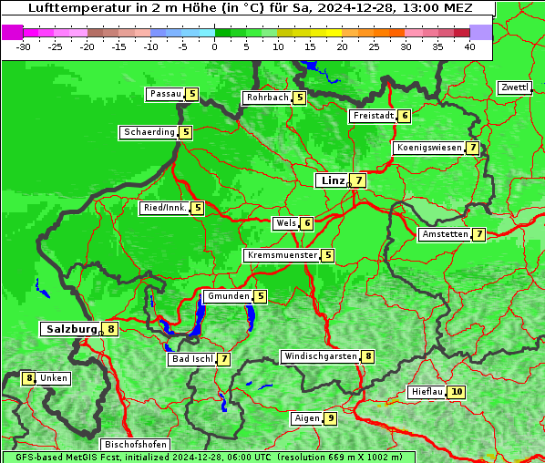 Temperatur, 28. 12. 2024