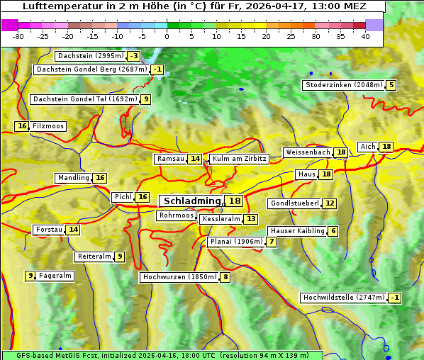 Temperatur, 17. 4. 2026