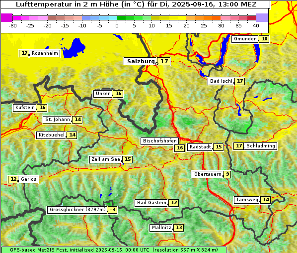 Temperatur, 16. 9. 2025