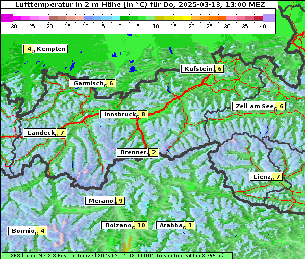 Temperatur, 13. 3. 2025