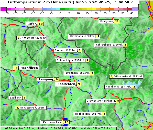Temperatur, 25. 5. 2025