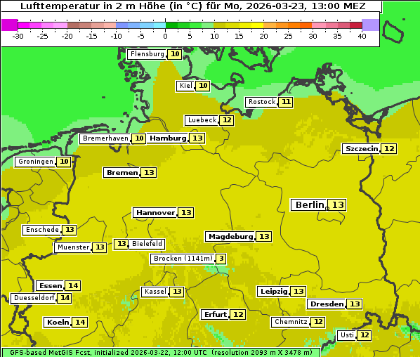 Temperatur, 23. 3. 2026