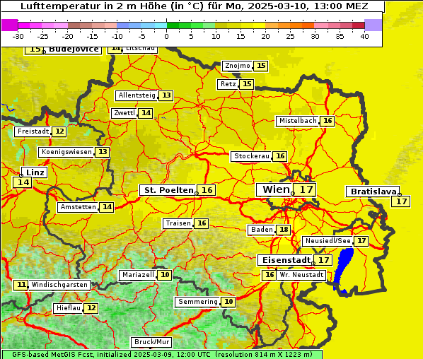 Temperatur, 10. 3. 2025