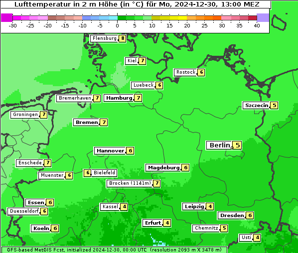 Temperatur, 30. 12. 2024