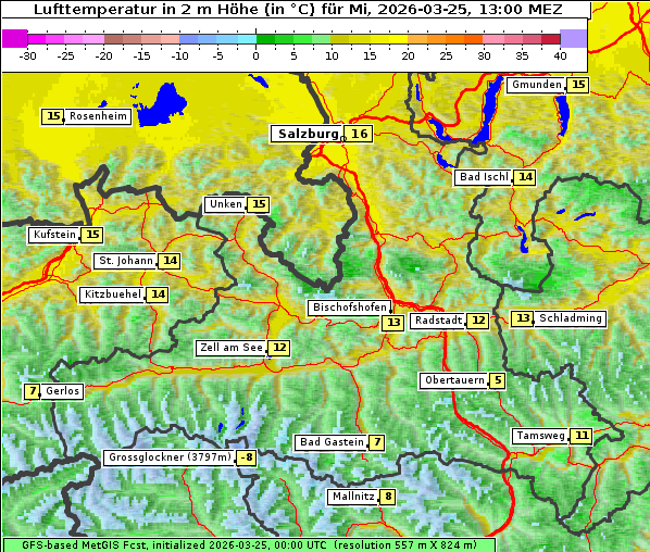 Temperatur, 25. 3. 2026
