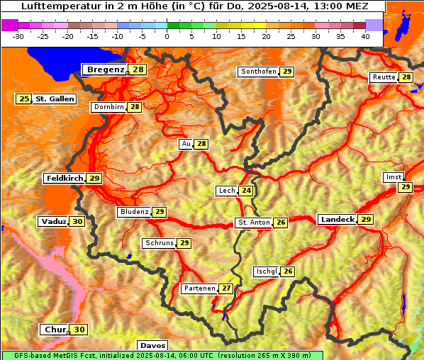 Temperatur, 14. 8. 2025
