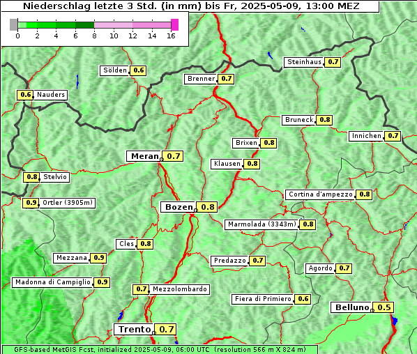 Niederschlag, 9. 5. 2025