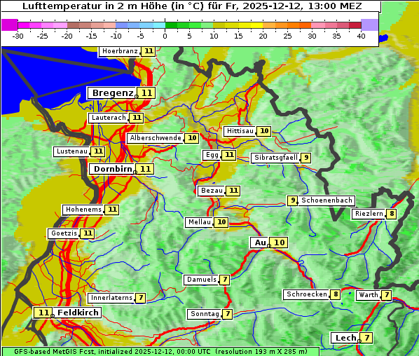 Temperatur, 12. 12. 2025