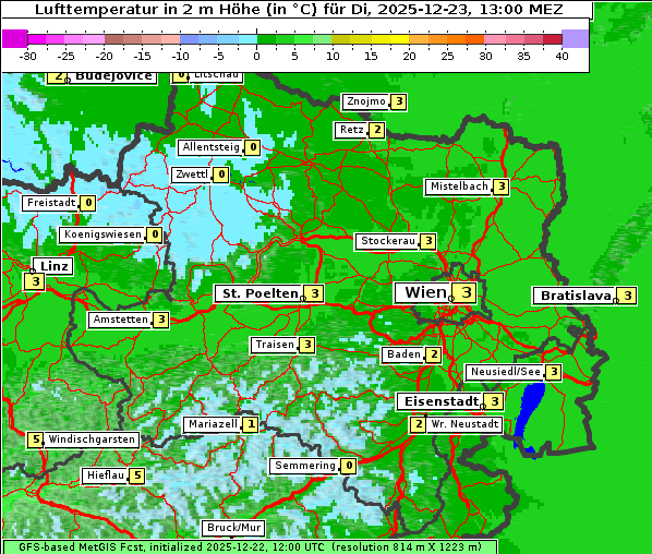 Temperatur, 23. 12. 2025