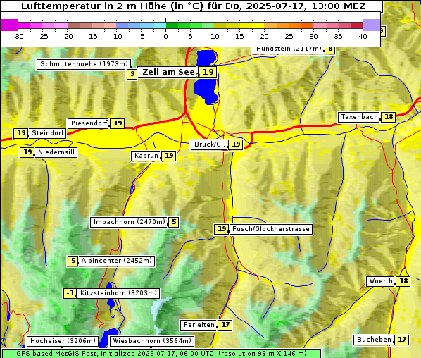Temperatur, 17. 7. 2025