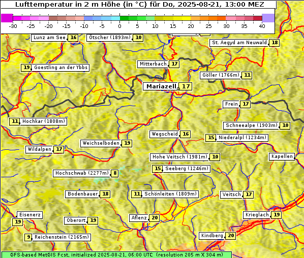 Temperatur, 21. 8. 2025