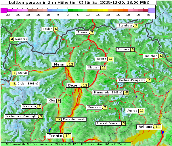 Temperatur, 20. 12. 2025