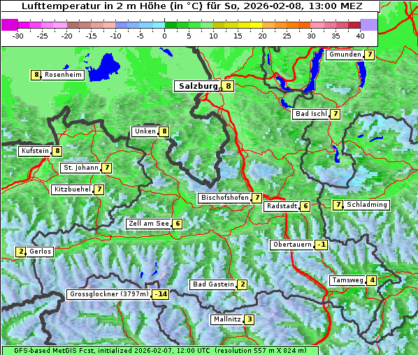 Temperatur, 8. 2. 2026