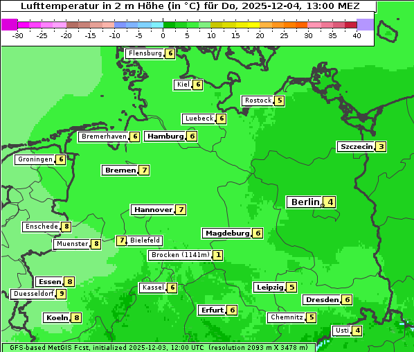 Temperatur, 4. 12. 2025