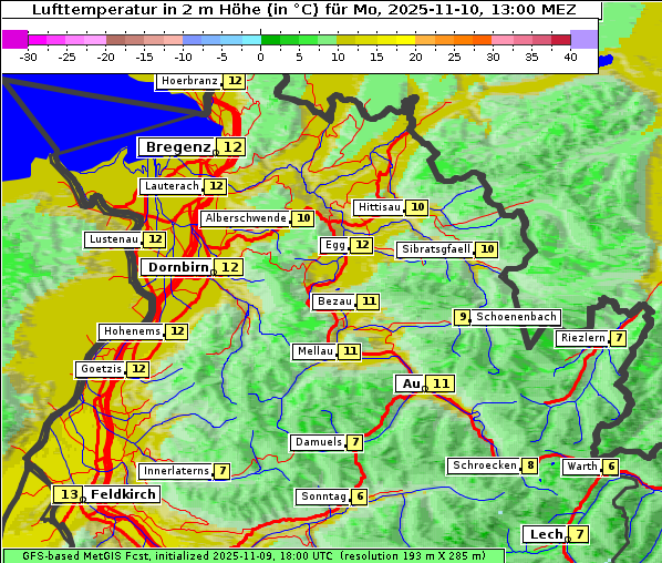 Temperatur, 10. 11. 2025