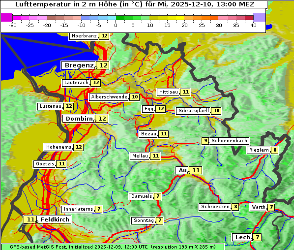 Temperatur, 10. 12. 2025