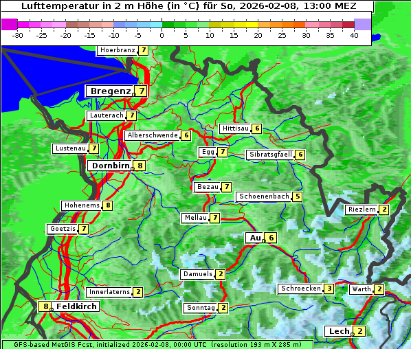 Temperatur, 8. 2. 2026