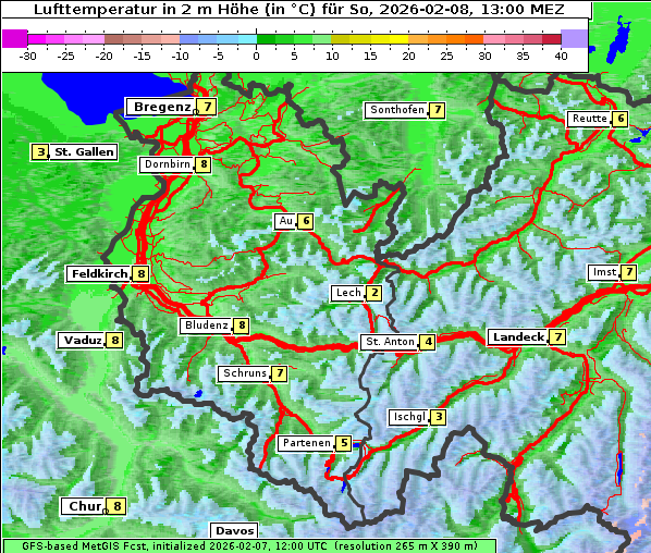Temperatur, 8. 2. 2026