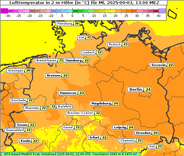 Temperatur, 3. 9. 2025
