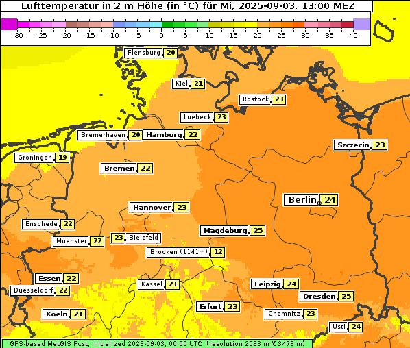 Temperatur, 3. 9. 2025
