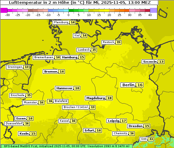 Temperatur, 5. 11. 2025