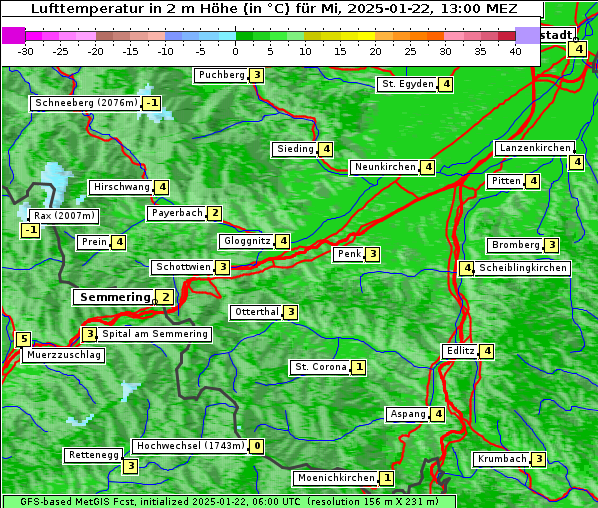 Temperatur, 22. 1. 2025