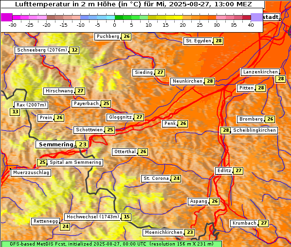 Temperatur, 27. 8. 2025