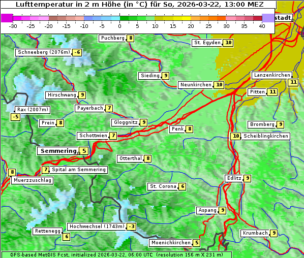 Temperatur, 22. 3. 2026