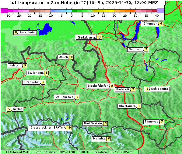 Temperatur, 30. 11. 2025