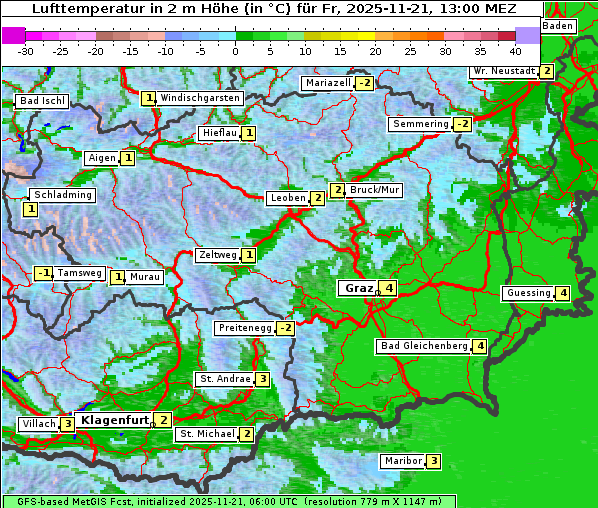 Temperatur, 21. 11. 2025