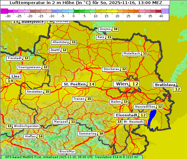 Temperatur, 16. 11. 2025
