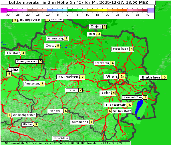 Temperatur, 17. 12. 2025