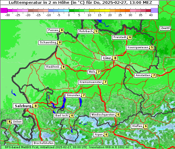 Temperatur, 27. 2. 2025