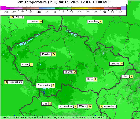 Temperatur, 4. 12. 2025