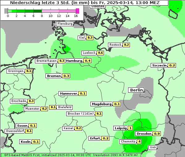 Niederschlag, 14. 3. 2025