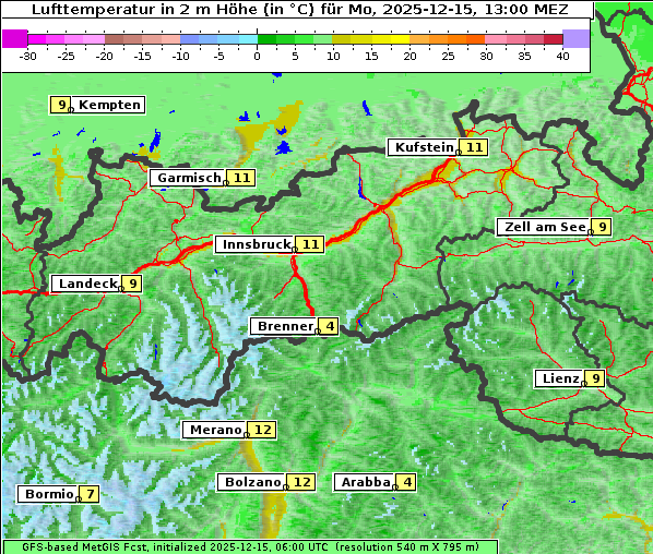 Temperatur, 15. 12. 2025
