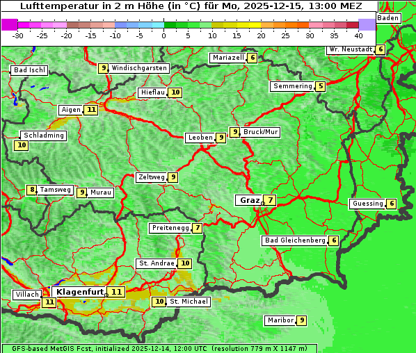 Temperatur, 15. 12. 2025