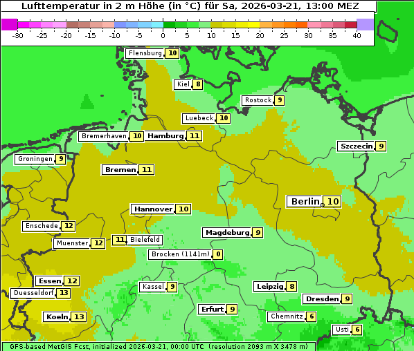 Temperatur, 21. 3. 2026
