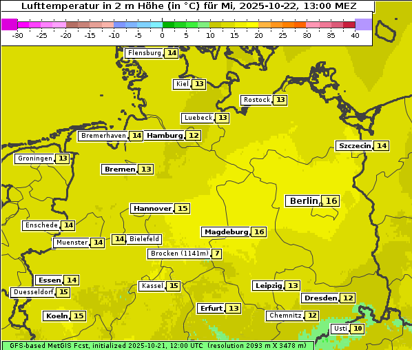Temperatur, 22. 10. 2025
