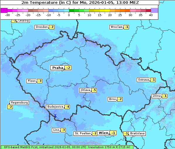 Temperatur, 5. 1. 2026