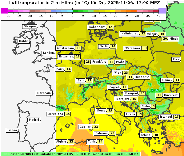 Temperatur, 6. 11. 2025