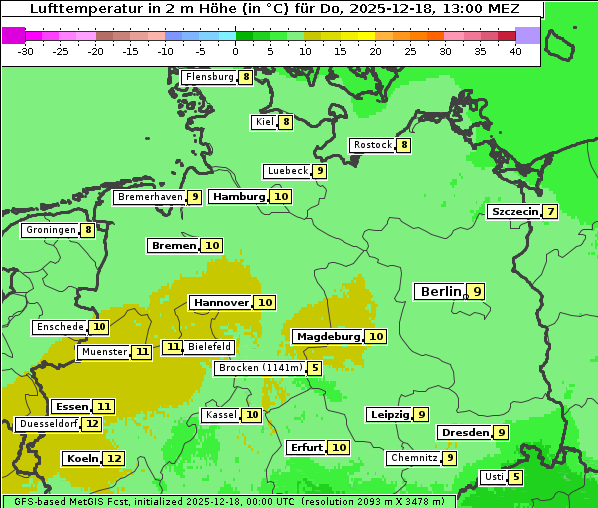 Temperatur, 18. 12. 2025