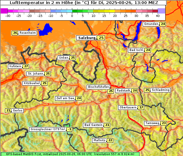 Temperatur, 26. 8. 2025