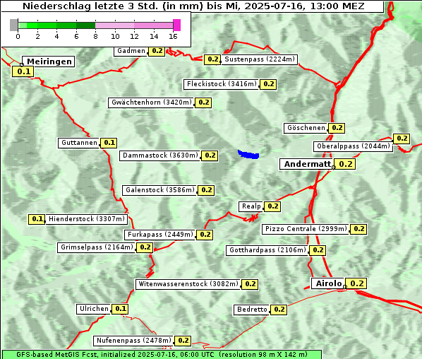 Niederschlag, 16. 7. 2025