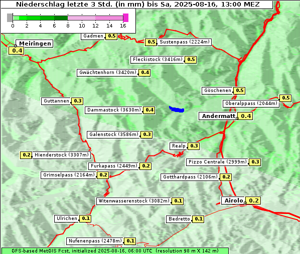 Niederschlag, 16. 8. 2025