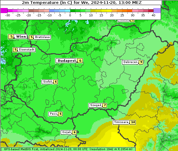 Temperatur, 20. 11. 2024