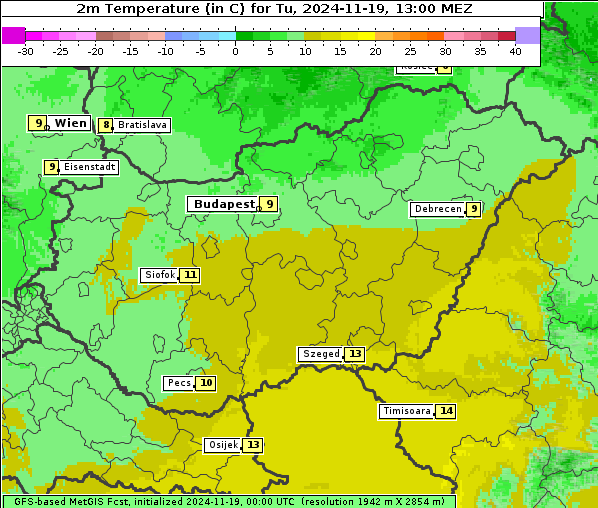 Temperatur, 19. 11. 2024